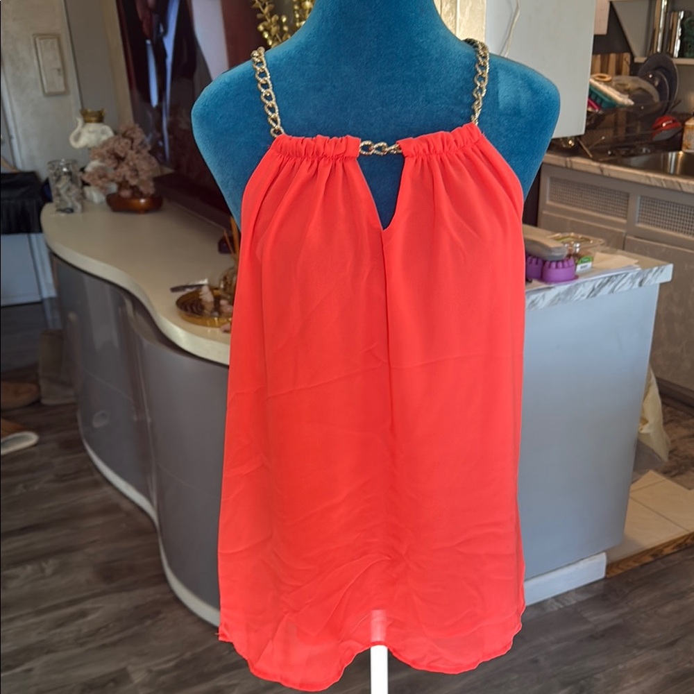 Chain Strap Coral Top